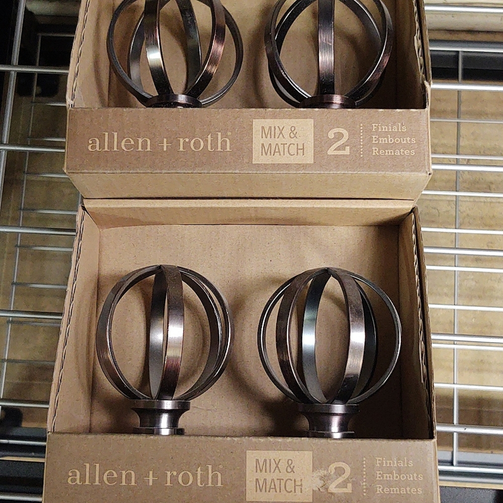 2 pair curtain rod ends.  Allen+Roth.  New.  Oil rubbed bronze.